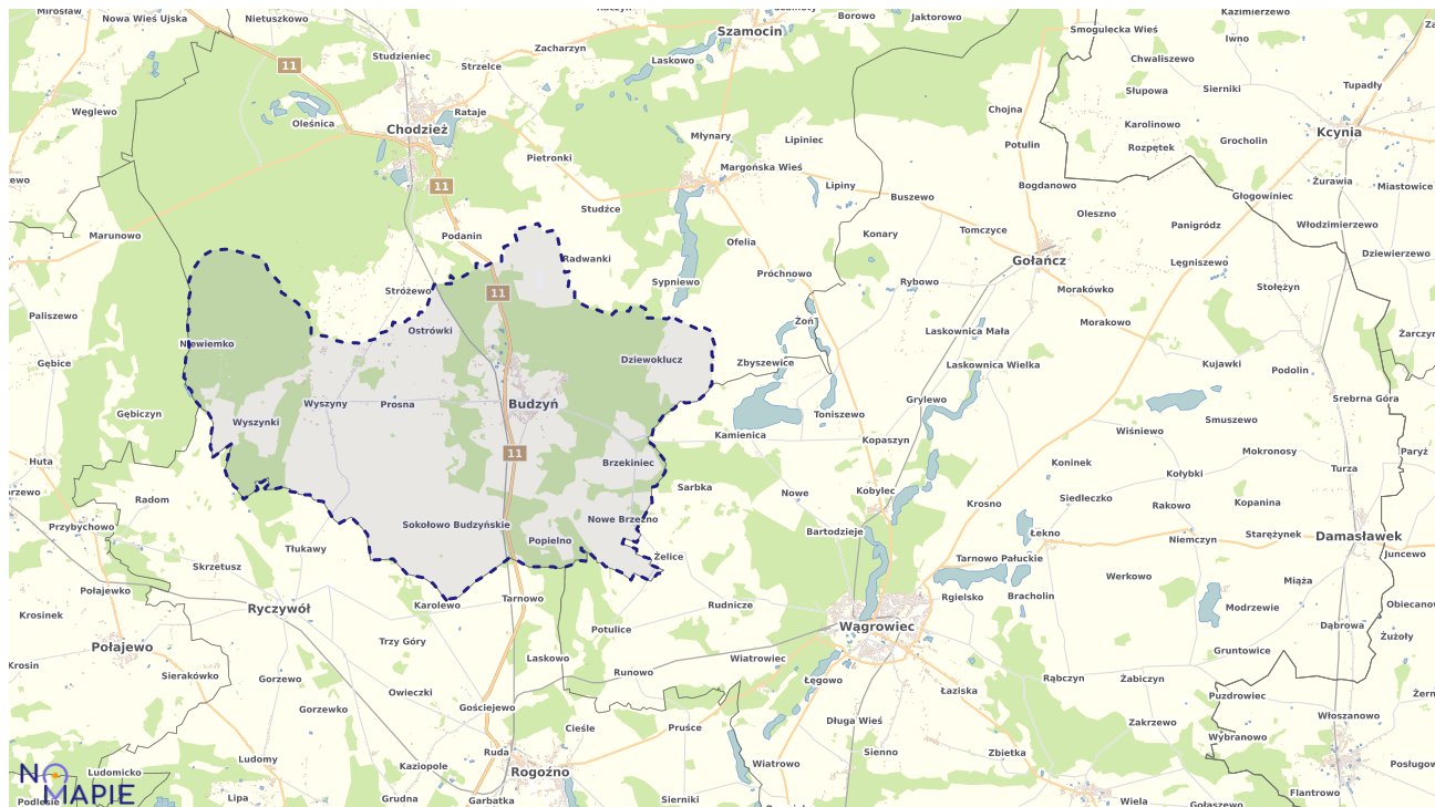 Mapa obszarów ochrony przyrody Budzynia