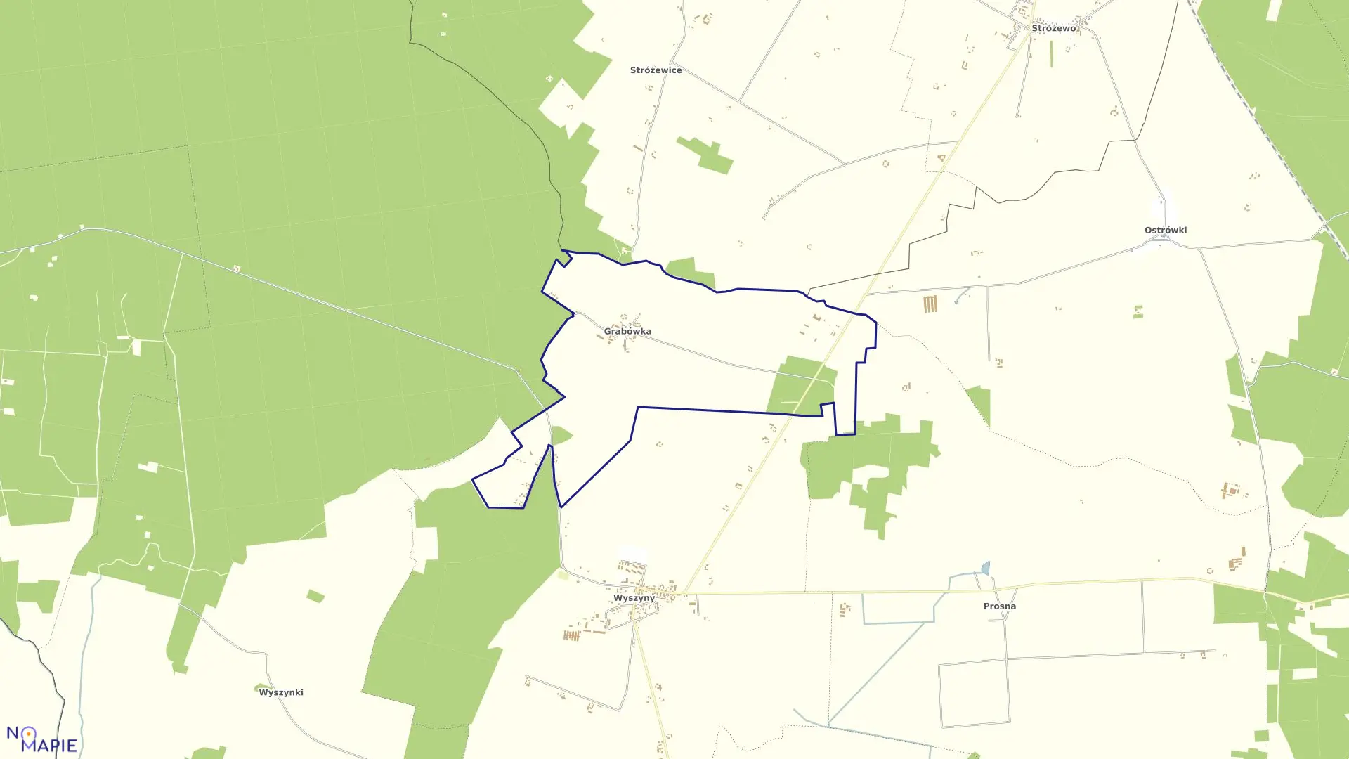 Mapa obrębu Grabówka w gminie Budzyń
