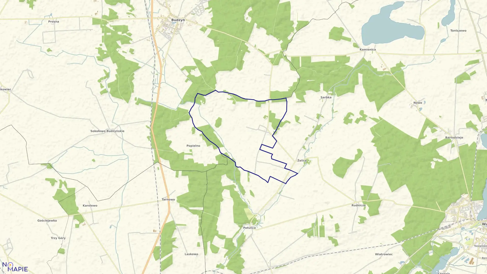 Mapa obrębu Nowe Brzeźno w gminie Budzyń